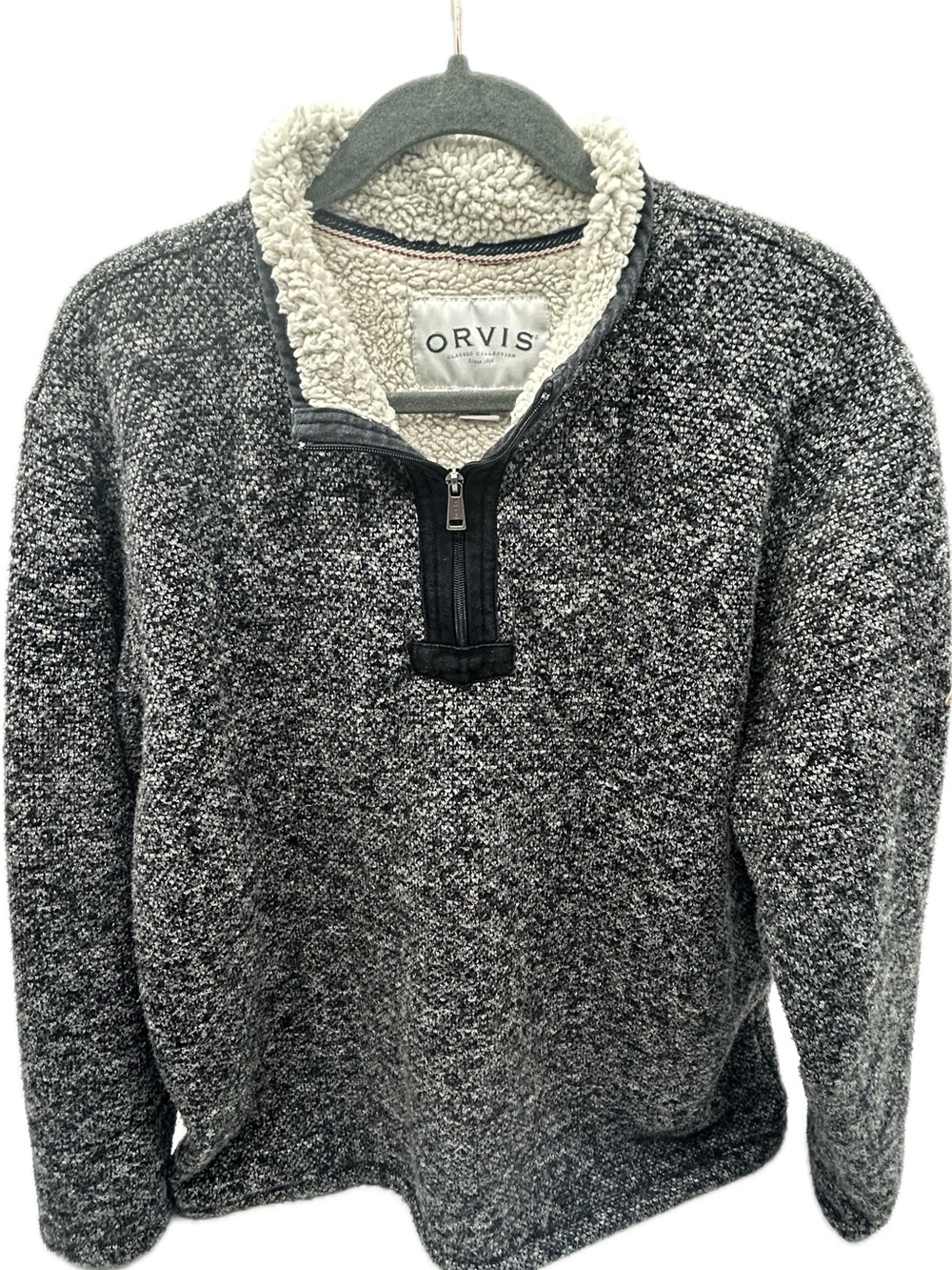 Orvis Men's Charcoal Marled Sherpa-Lined Quarter-Zip Pullover